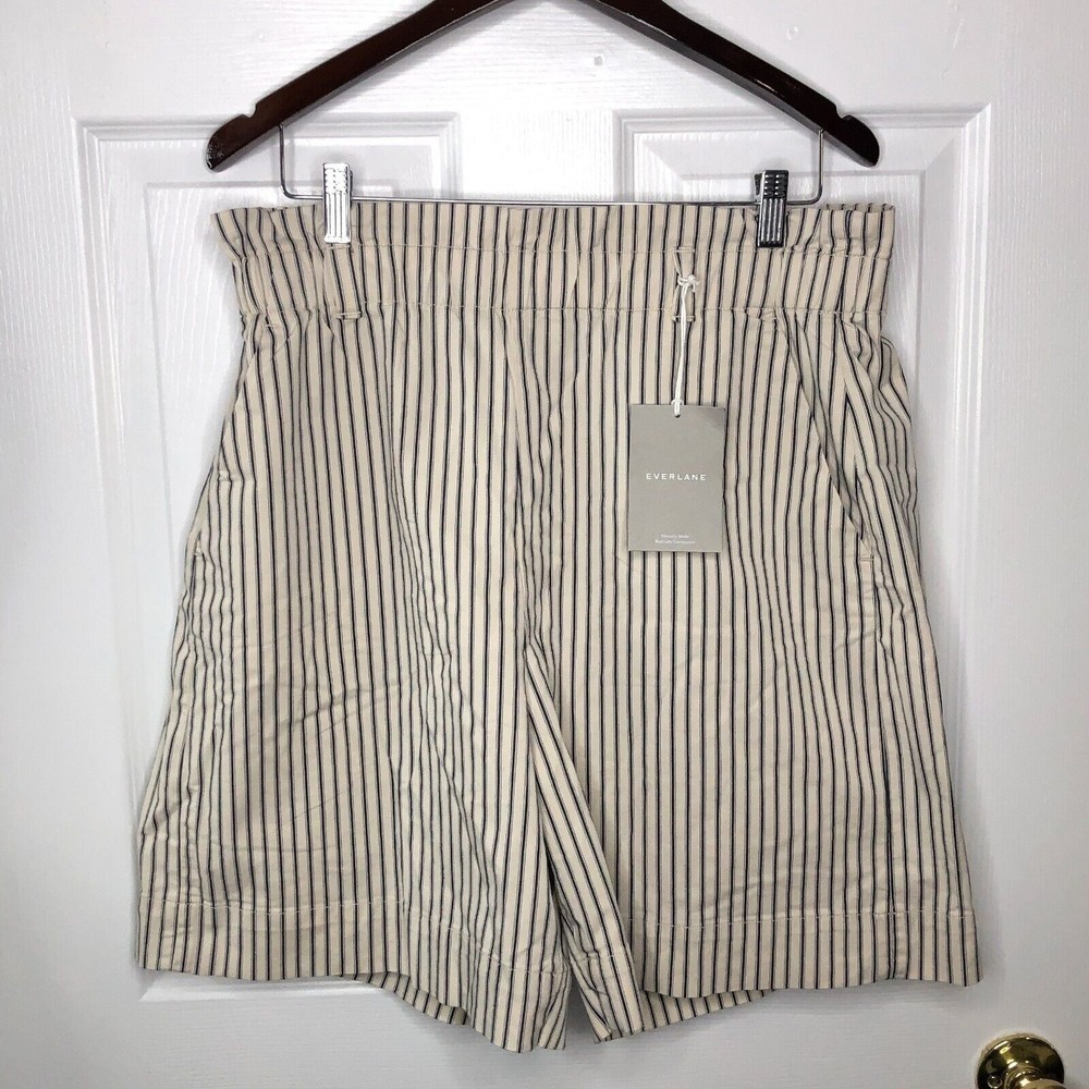 Everlane Women's Size XL Paperbag Shorts Organic Cotton Striped